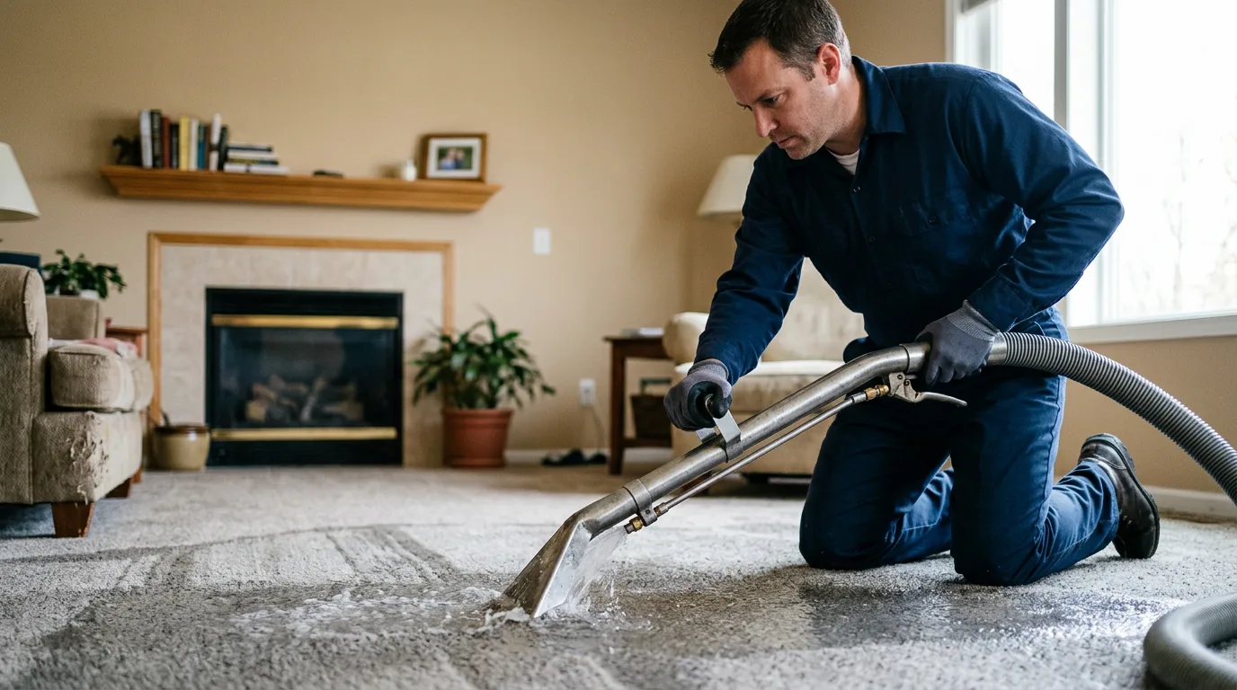 Water damage restoration technician working near Lawrence, MS